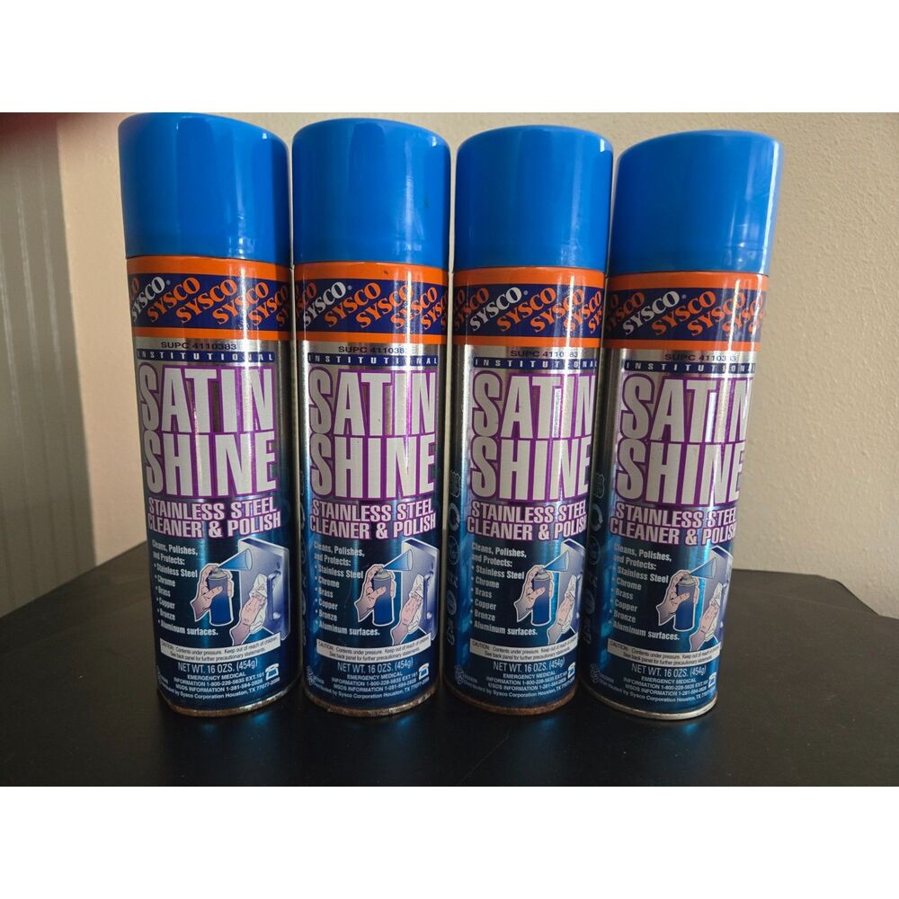 SYSCO Satin Shine Stainless Steel Cleaner & Polish SUPC 4110383 Lot of 4 Cans
